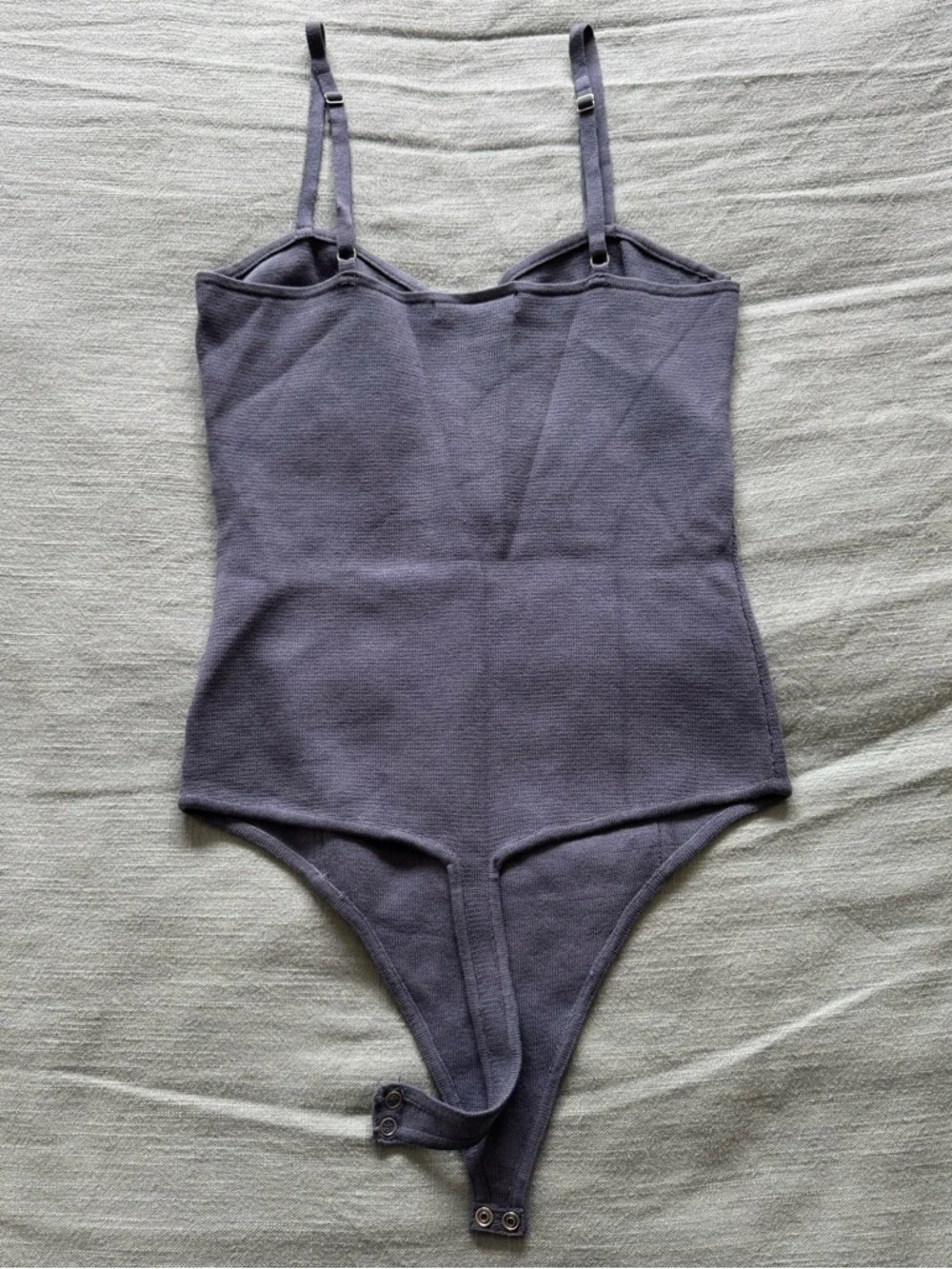 4/$20 - Love Tree Purple Knit “Corset” Strap Tank Snap Bodysuit (medium) - Picture 3 of 9